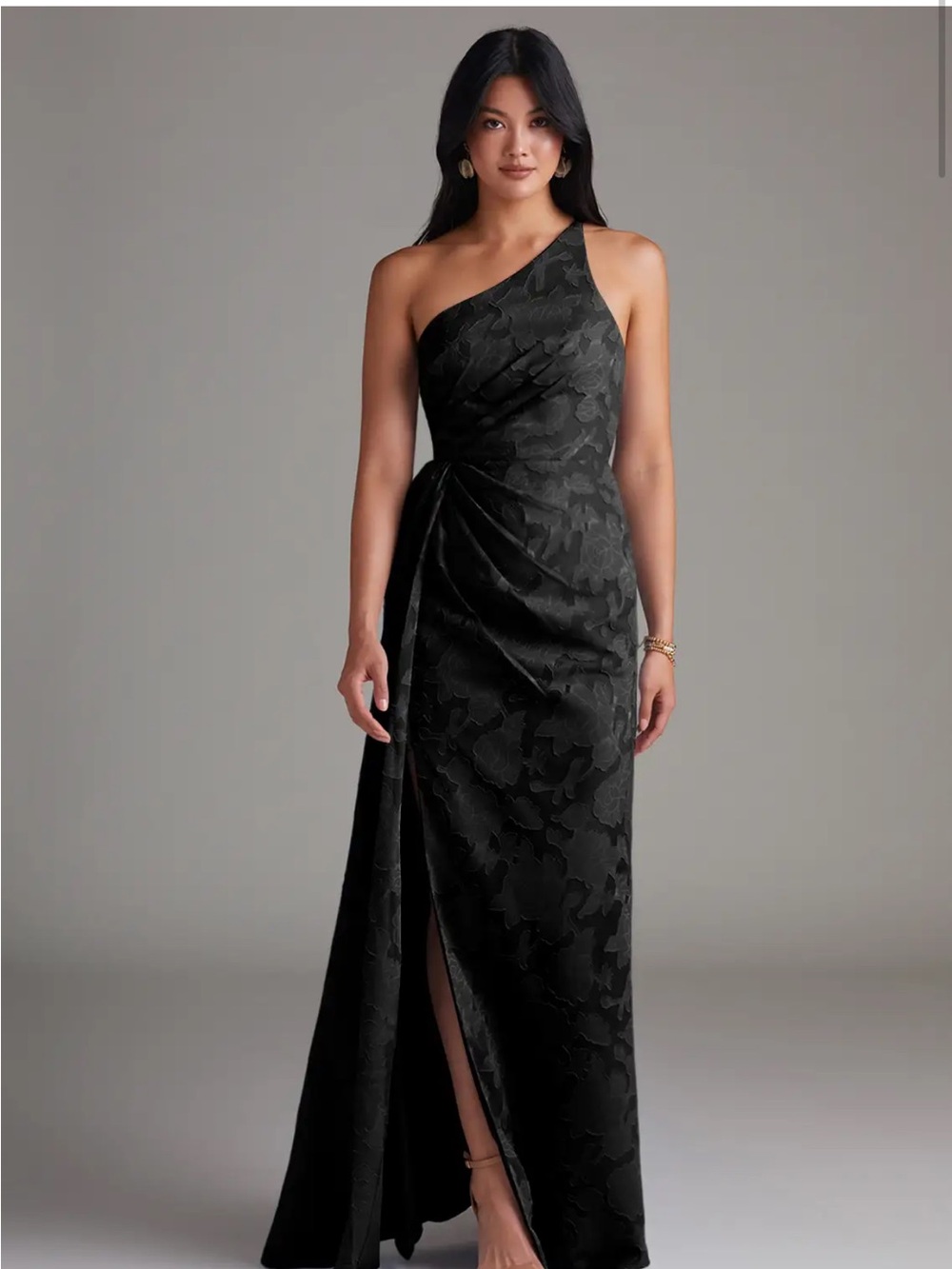 Azazie Black One-Shoulder Jacquard Evening Dress: BRAND NEW WITH TAG - Picture 2 of 5
